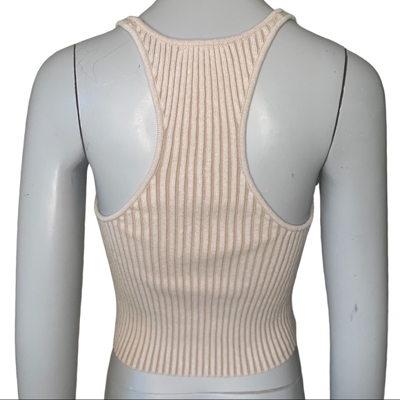 FREE PEOPLE Intimately Lemon Lime Knit Ribbed  Cami Crop Top Racerback Oat Combo - Picture 9 of 14